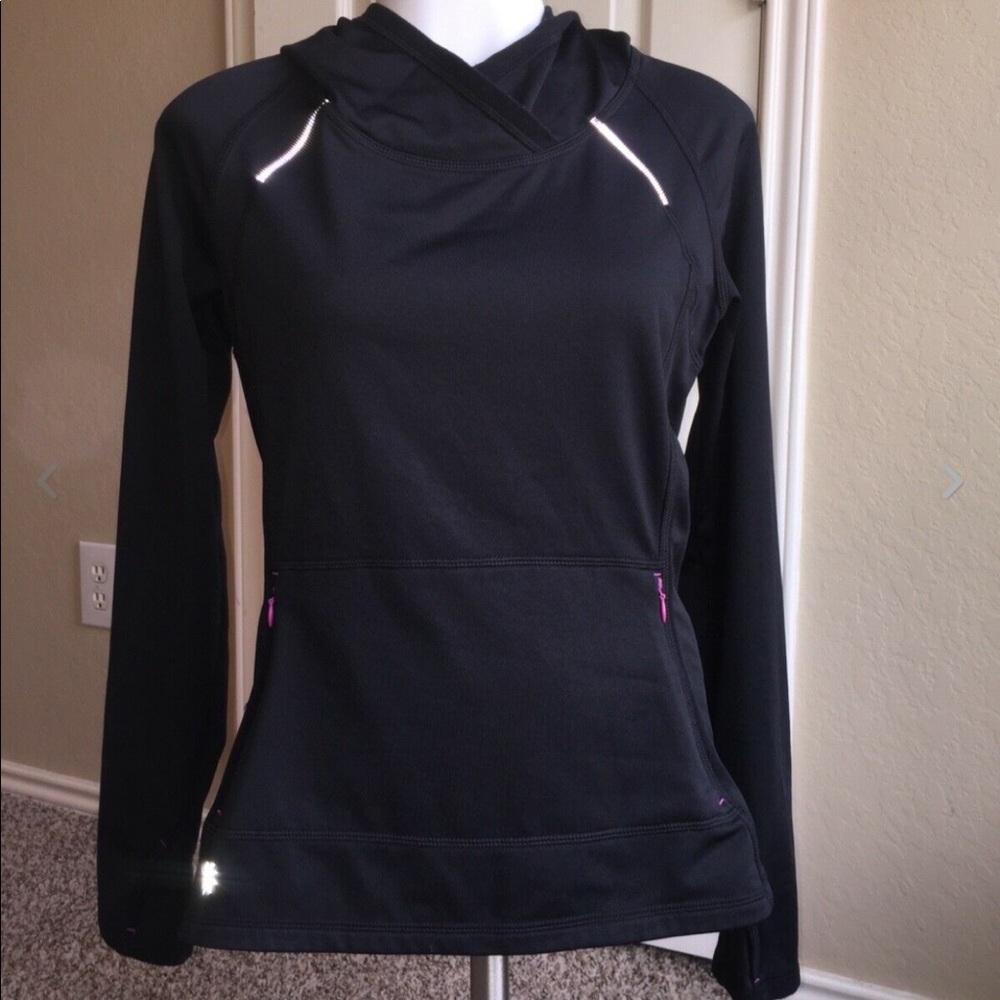 Athleta Black Pullover Jacket Kangaroo Pocket Xs - image 1